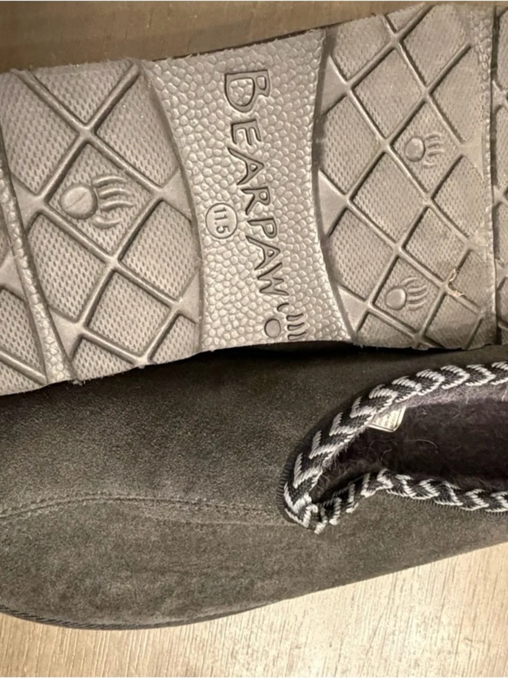 BearPaw Men’s Charcoal Suede Slip-On Loafers